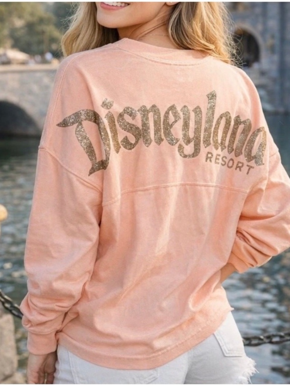 Disneyland Spirit Jersey Rose Gold Pink Glitter Oversized Size small